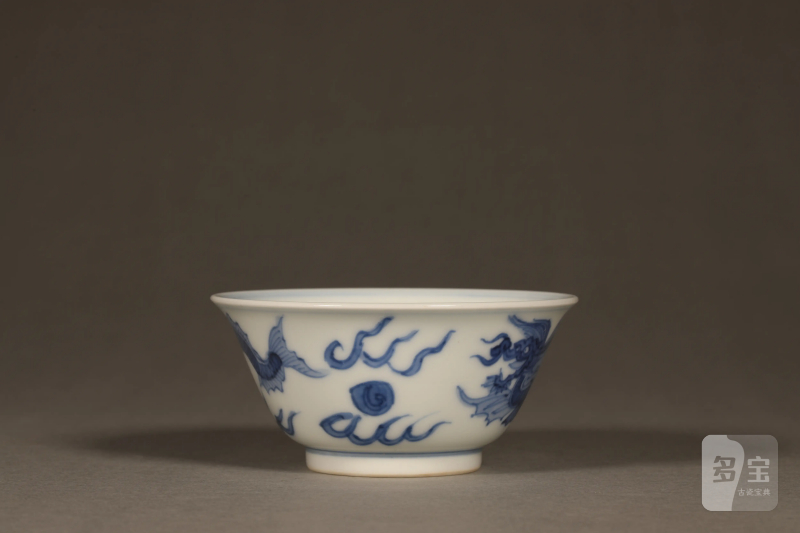 清康熙 青花云龙纹福山寿海茶圆 - 图4
